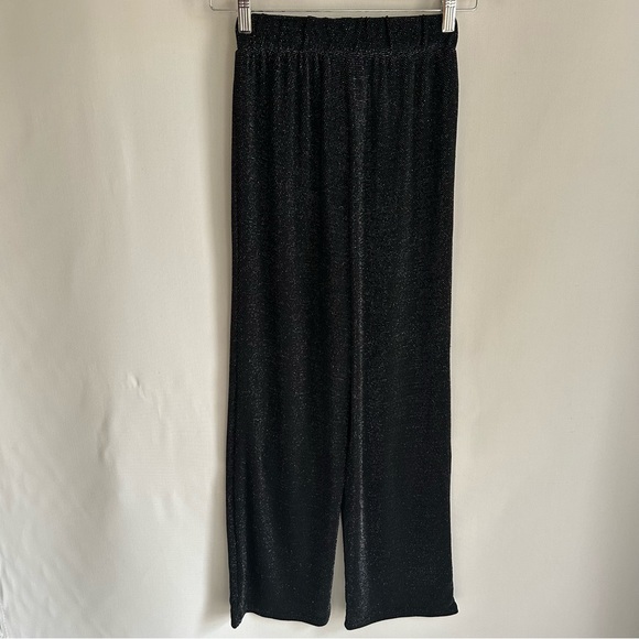 Anna Cai ~ Black Metallic High-Rise Wide-Leg Pants - Picture 7 of 7